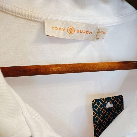 TORY BURCH White Long Sleeve Polo Shirt NWT - Picture 9 of 13